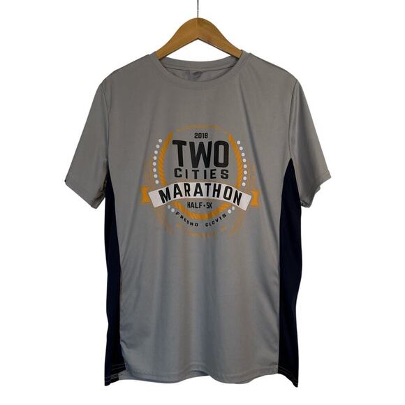 M & M Women 2018 Two Cities Marathon Sports Half 5K Running T-Shirt Size L Gray - Picture 1 of 7